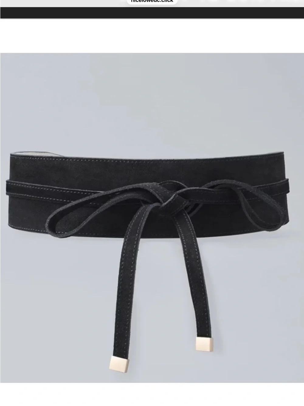 White House Black Market Black Suede Obi Waist Belt with Tie Accent